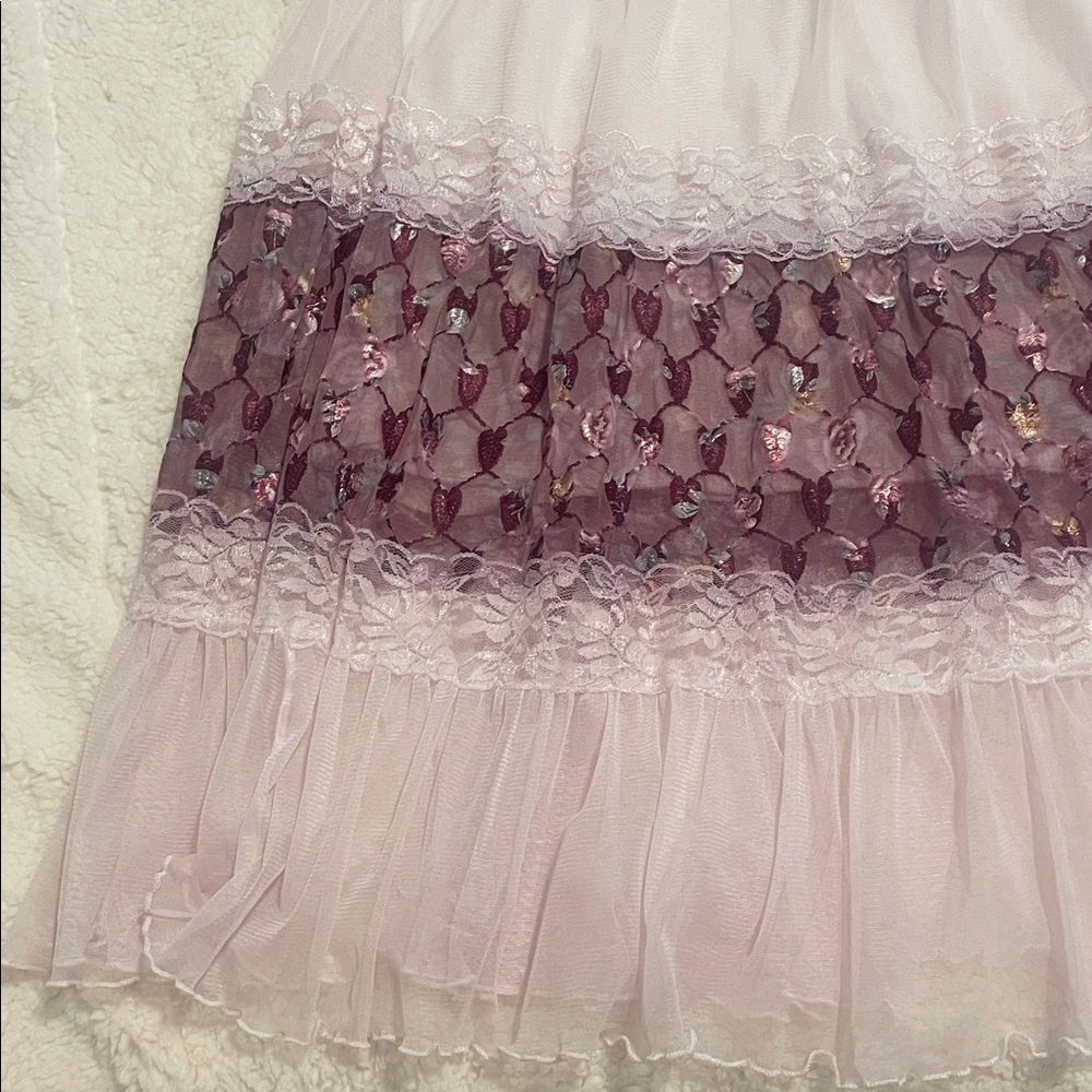 Purple Tulle Maxi Skirt Tiered Lace Trim Fairy Festival Photoshoot Skirt - Picture 7 of 11